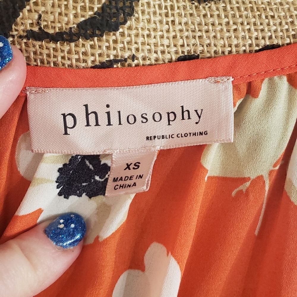 3 for $25 Philosophy Floral Top, Sz XS - Picture 4 of 7